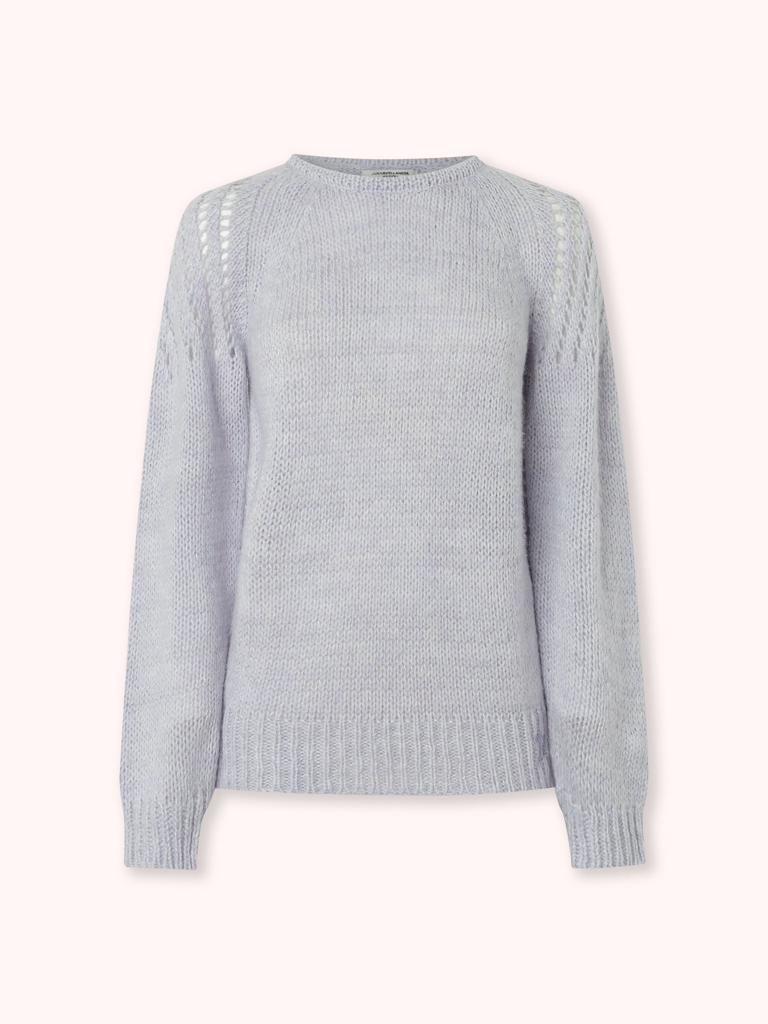 SUÉTER DE PUNTO CALADO CON CUELLO REDONDO LILA