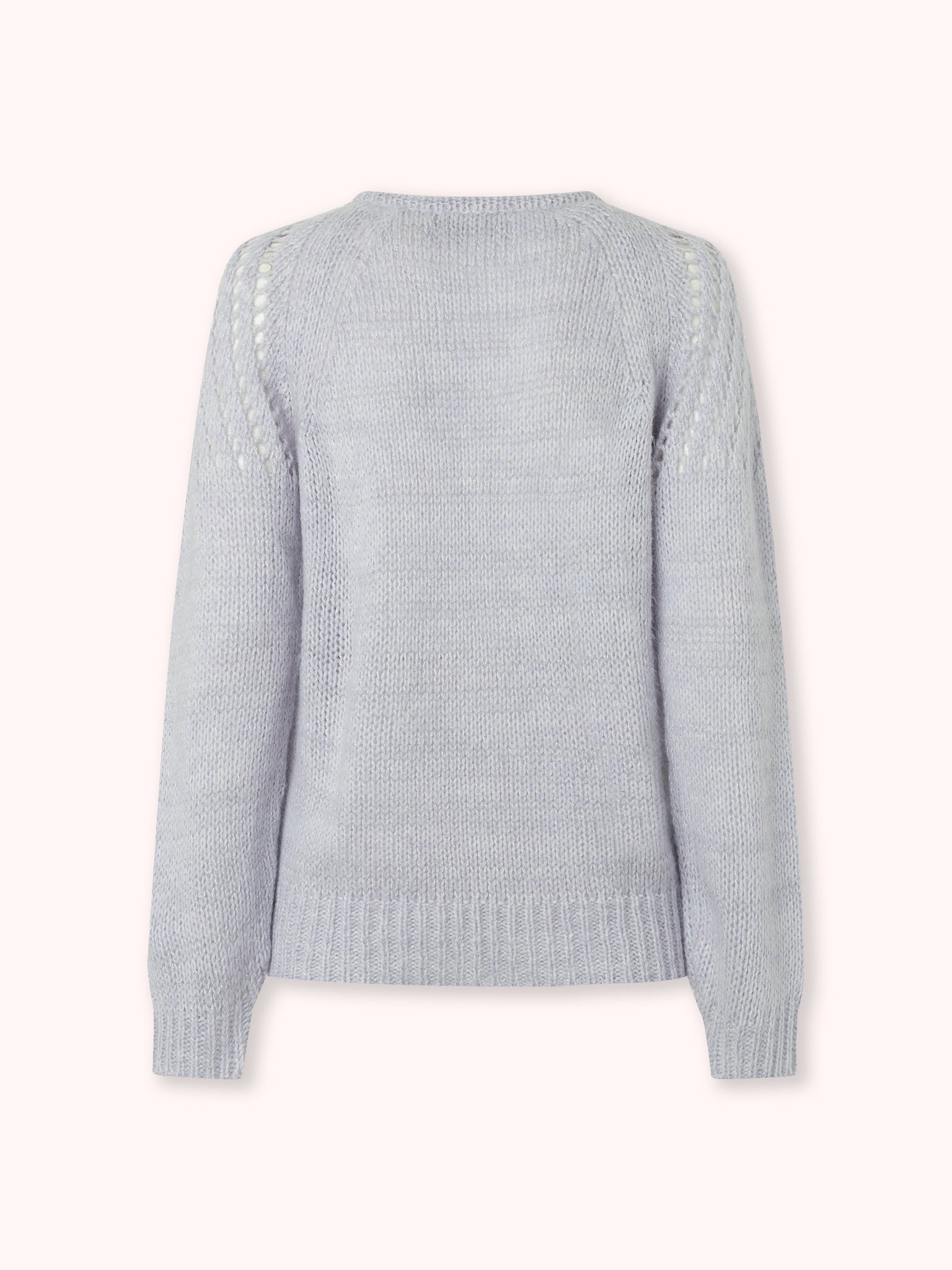 SUÉTER DE PUNTO CALADO CON CUELLO REDONDO LILA