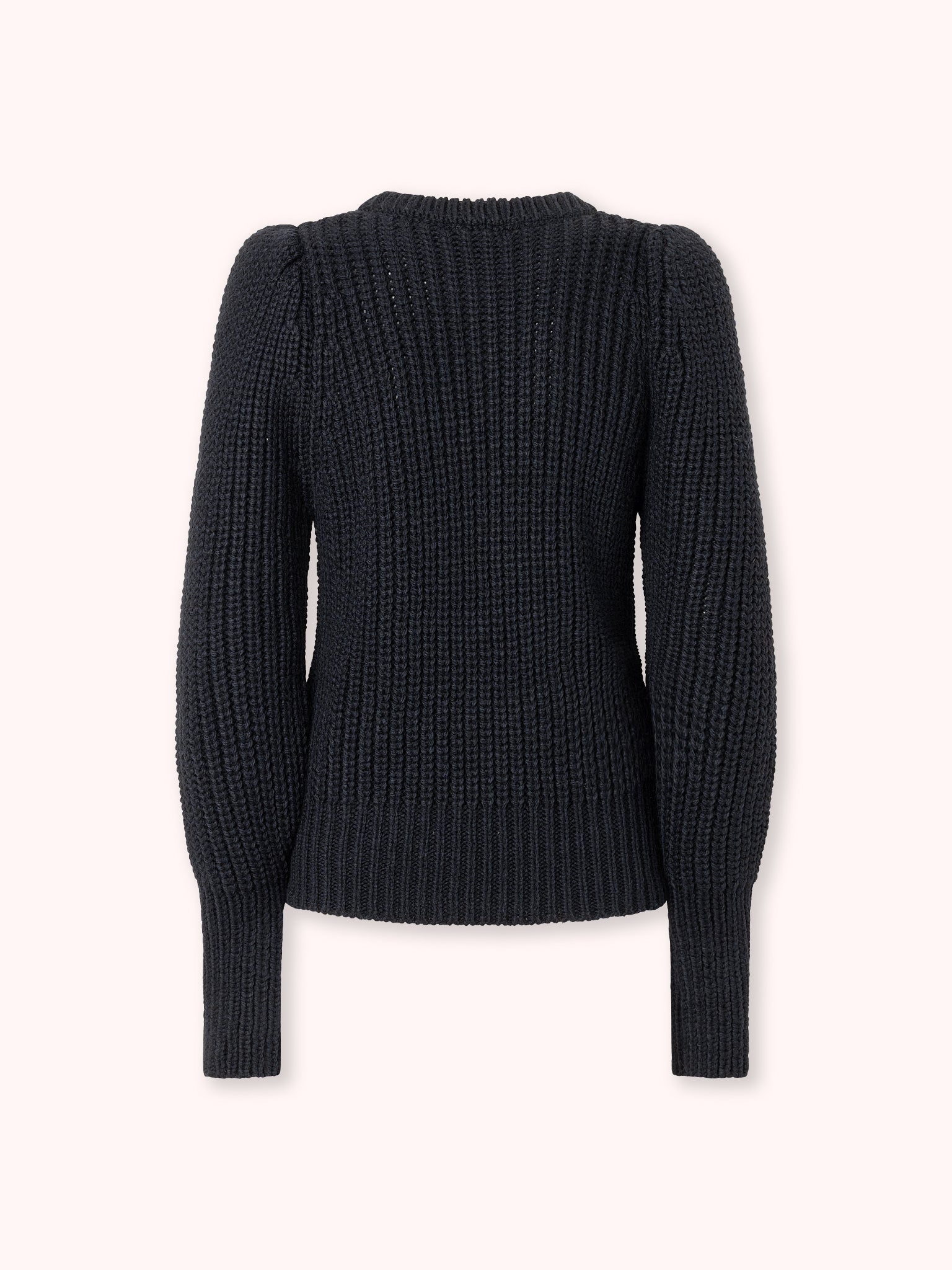 SUÉTER DE PUNTO TRENZADO CON MANGA ABULLONADA AZUL MARINO