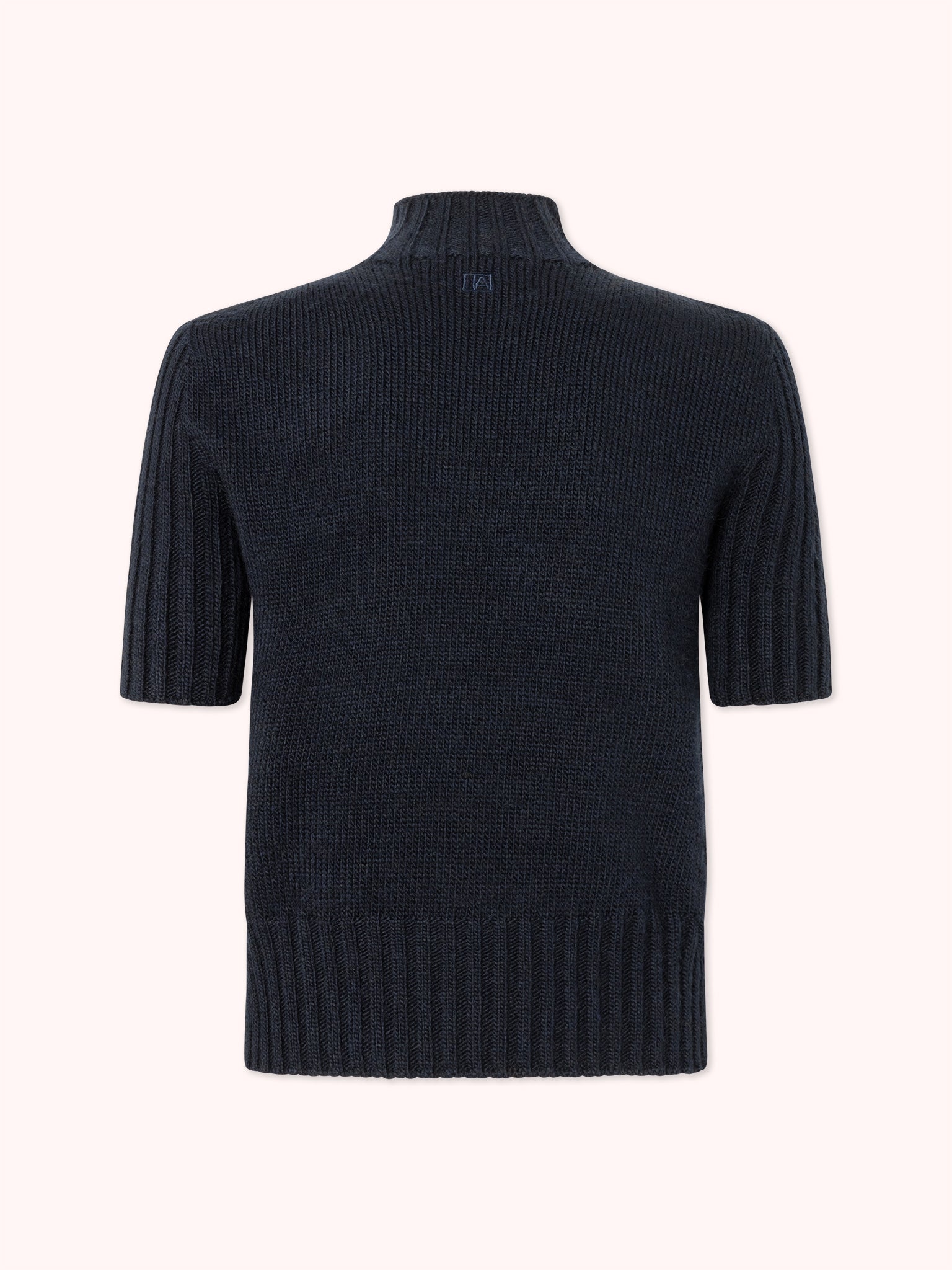 SUÉTER MANGA CORTA CON CUELLO ALTO AZUL MARINO