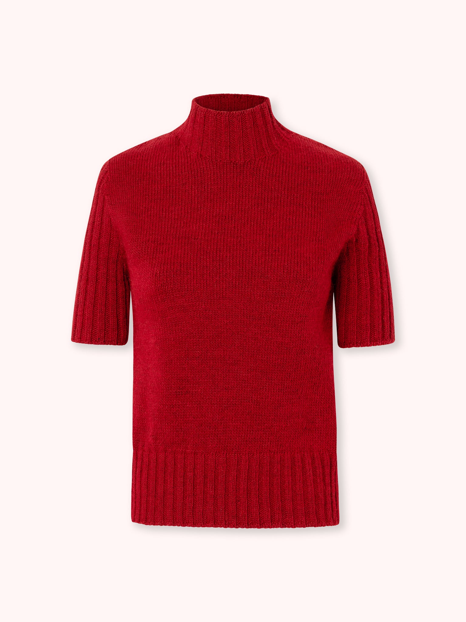 SUÉTER MANGA CORTA CON CUELLO ALTO ROJO