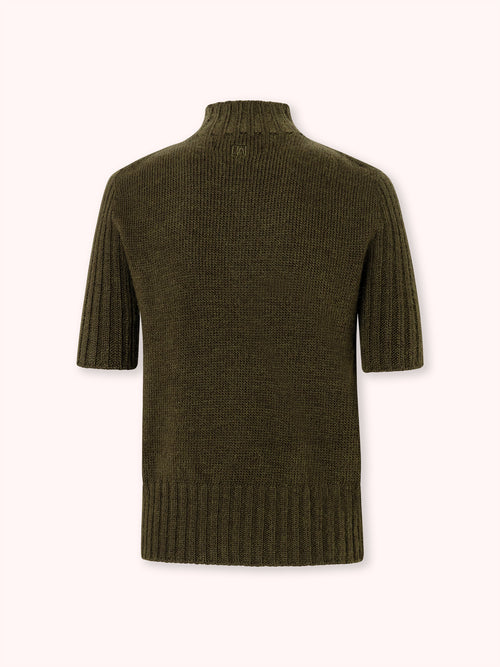 SUÉTER MANGA CORTA CON CUELLO ALTO VERDE