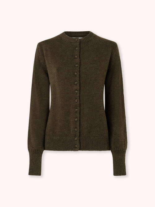 CÁRDIGAN DE BOTONES FORRADOS VERDE MILITAR