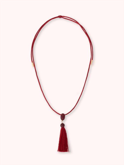 COLLAR CON FLECOS ROJO
