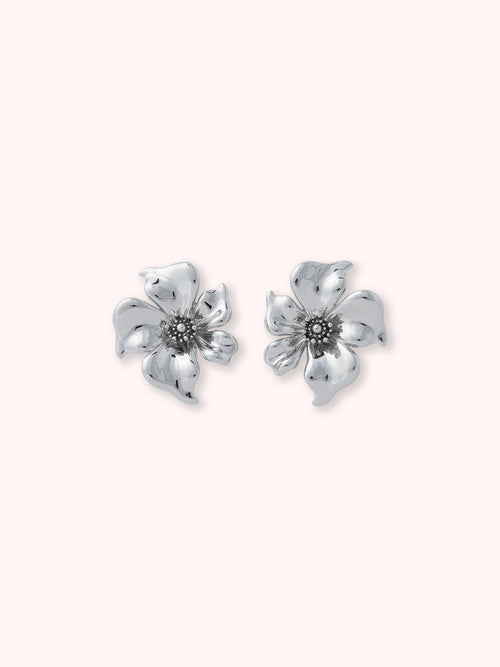 FLOR DE ALMENDRO PENDIENTES PLATEADO