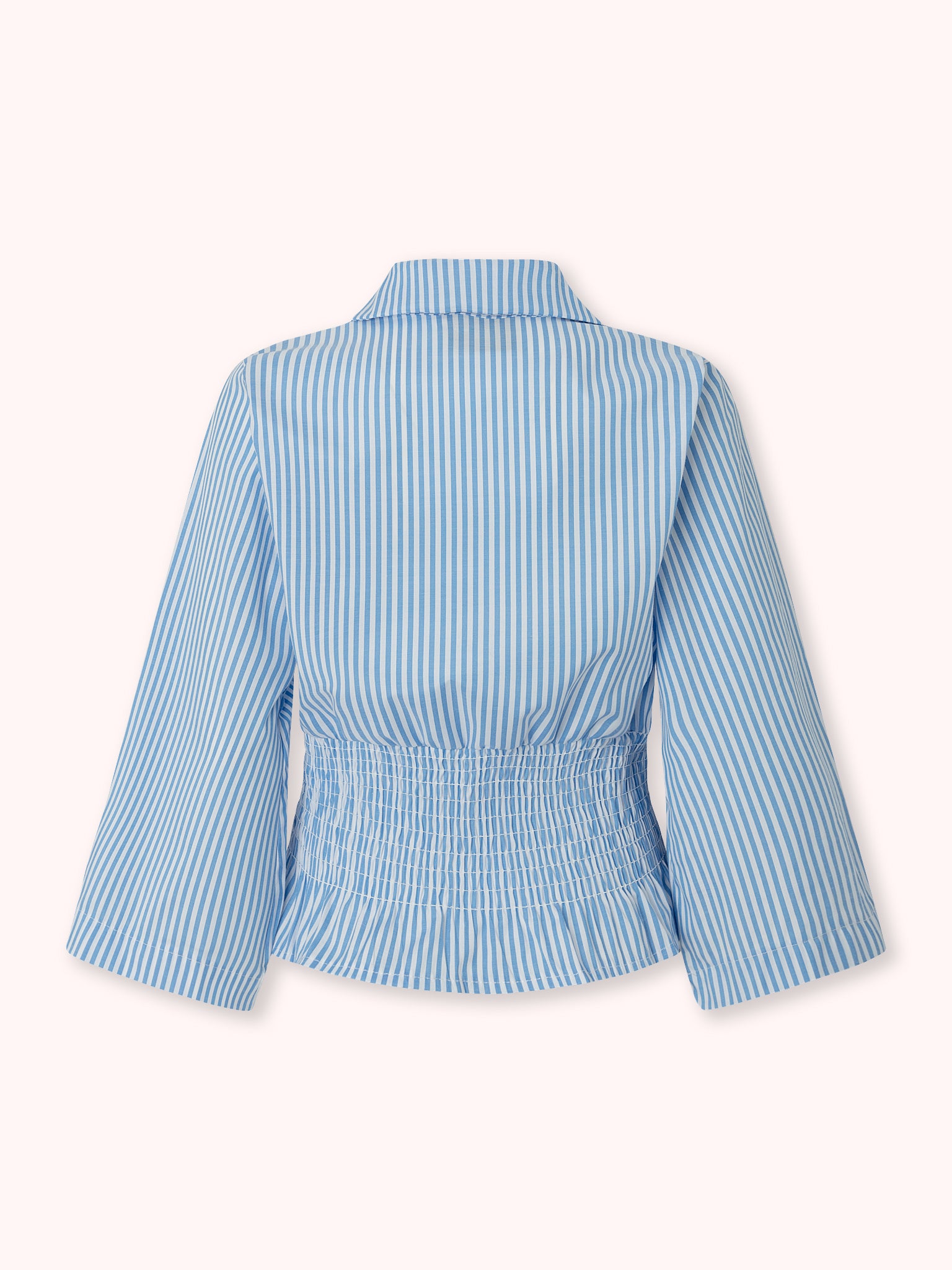 CAMISA FRUNCIDA DE RAYAS AZUL