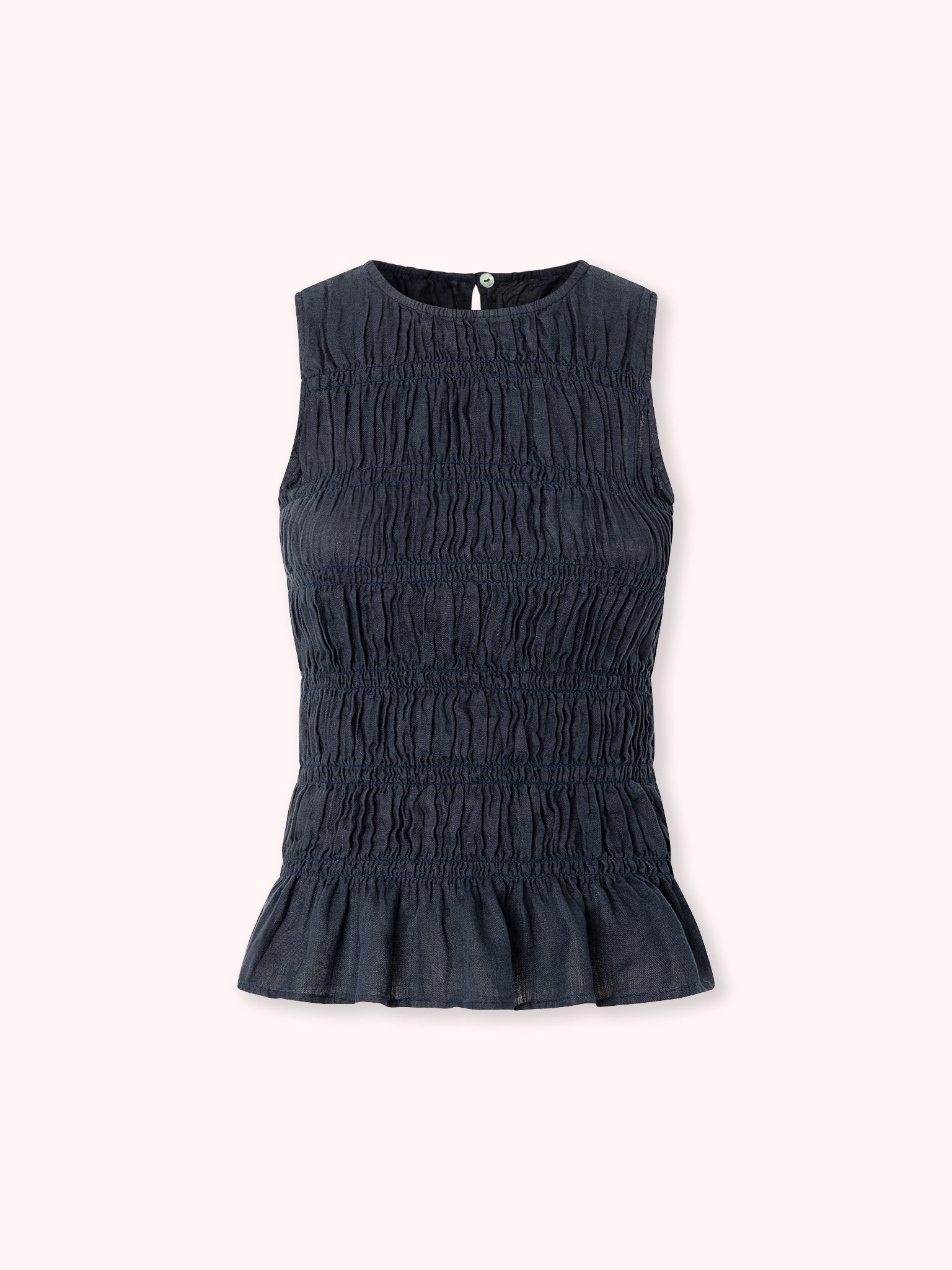 TOP FRUNCIDO SIN MANGAS AZUL MARINO