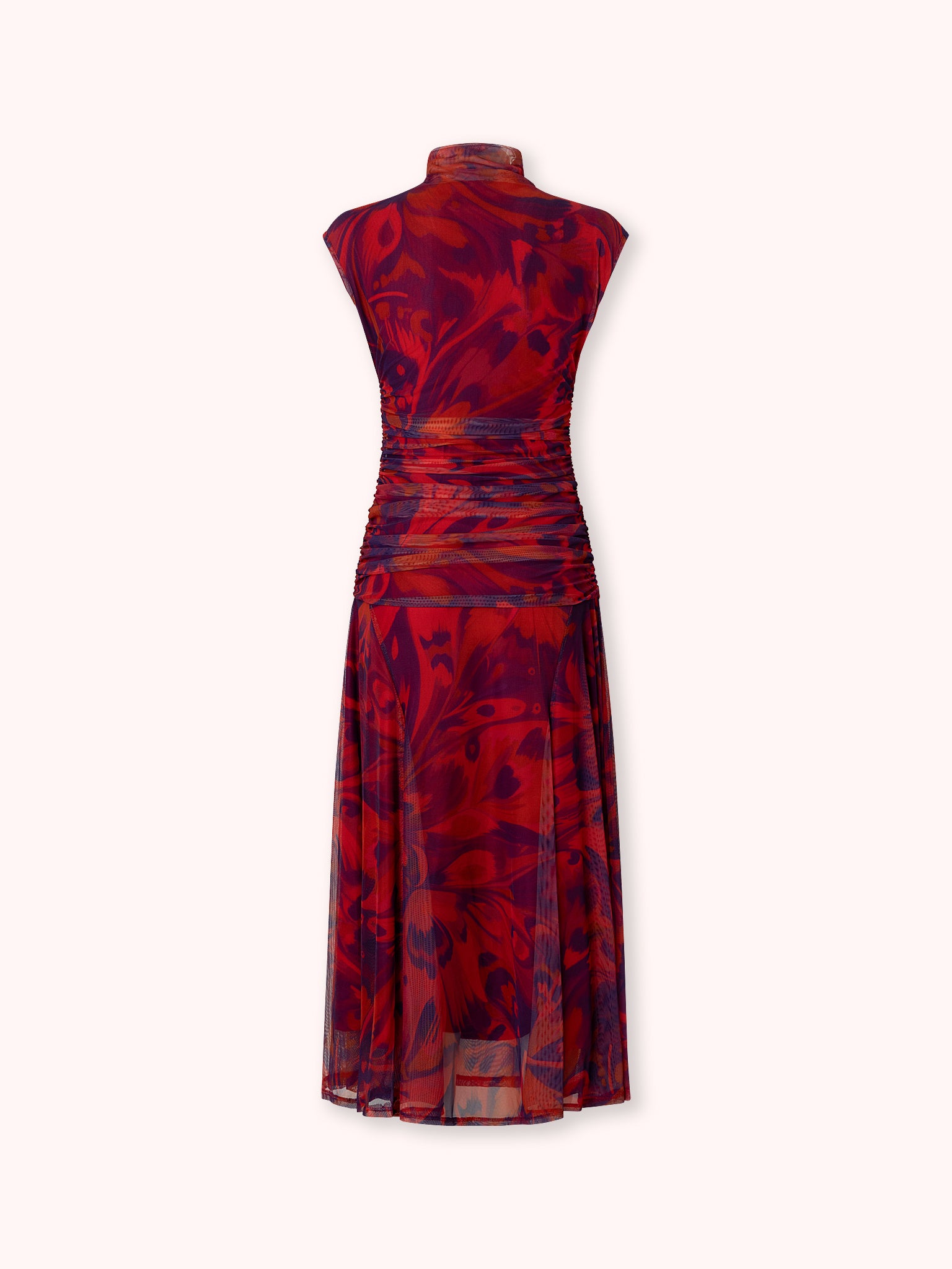 VESTIDO DRAPEADO DE TUL ESTAMPADO