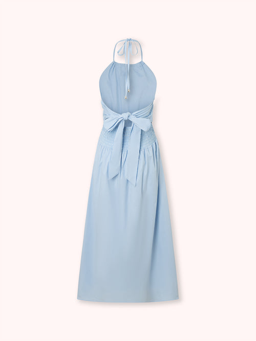 VESTIDO MIDI HALTER AZUL