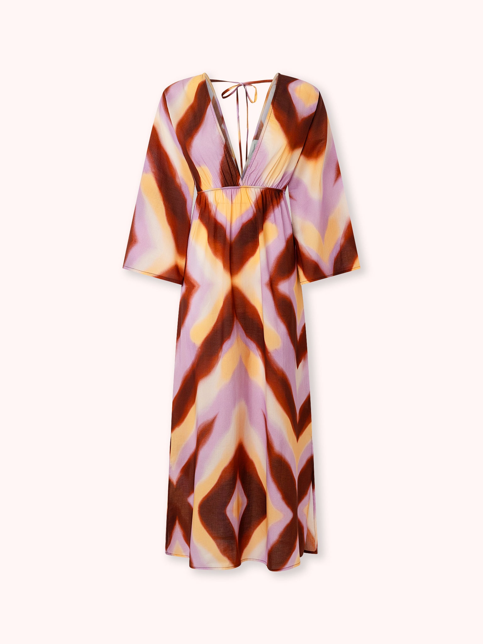 VESTIDO ESTAMPADO CON ESCOTE PICO ROSA