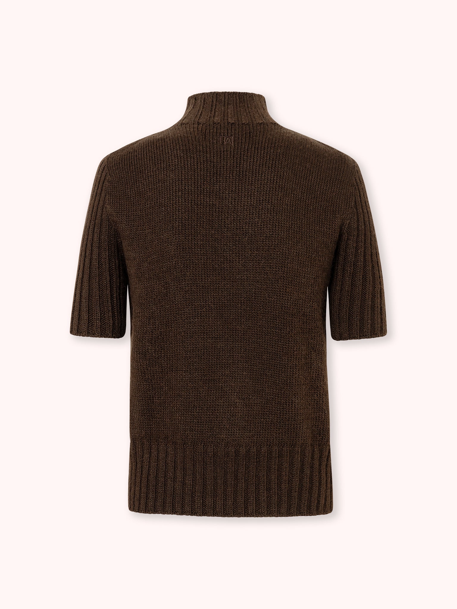 SUÉTER MANGA CORTA CON CUELLO ALTO MARRÓN