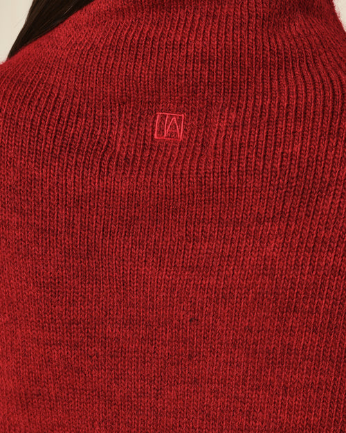 SUÉTER DE PUNTO CON CUELLO ALTO ROJO