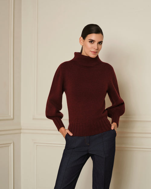 SUÉTER DE PUNTO CON CUELLO ALTO GRANATE