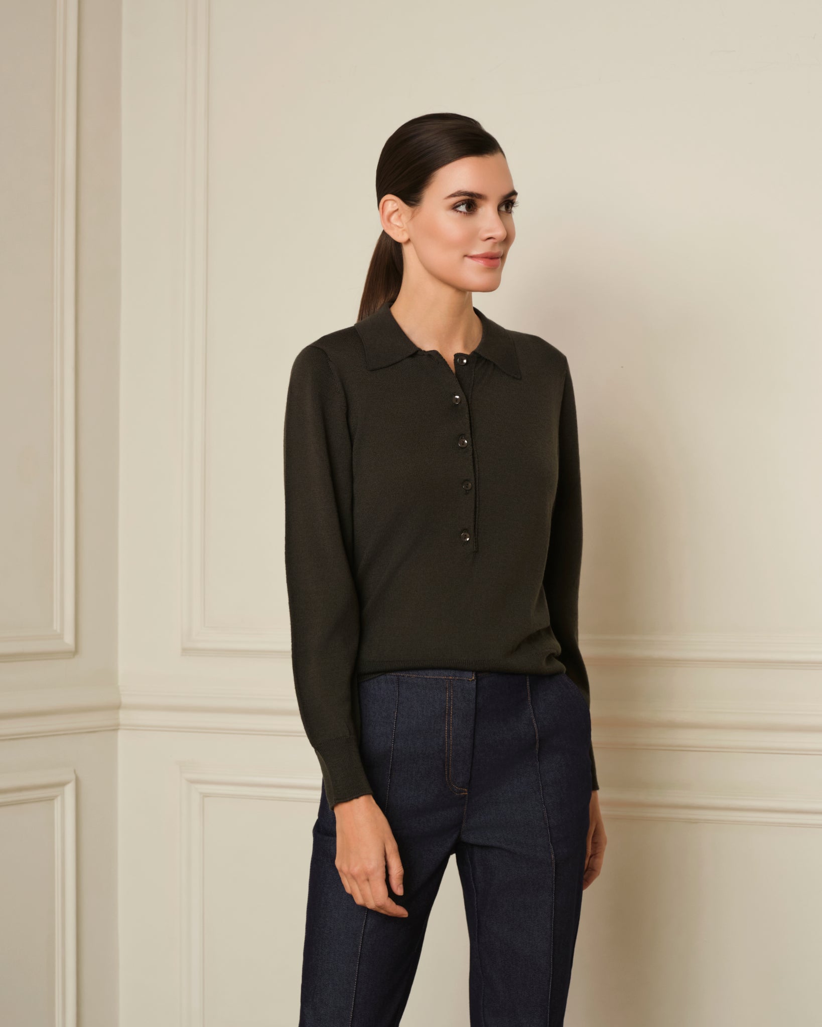 JERSEY CUELLO POLO VERDE MILITAR