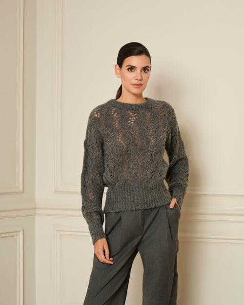 SUÉTER DE PUNTO CALADO GRIS
