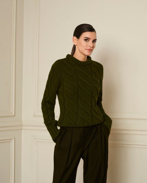 SUÉTER DE PUNTO TRENZADO VERDE