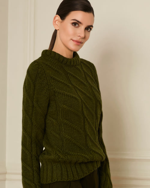 SUÉTER DE PUNTO TRENZADO VERDE