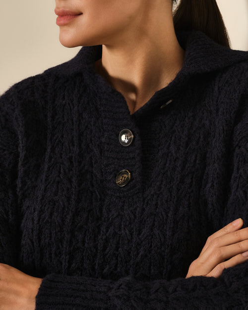 SUÉTER DE PUNTO CON CUELLO POLO AZUL MARINO