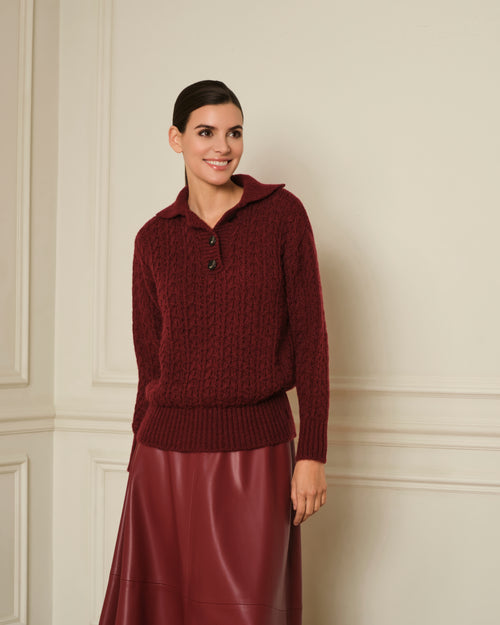 SUÉTER DE PUNTO CON CUELLO POLO GRANATE