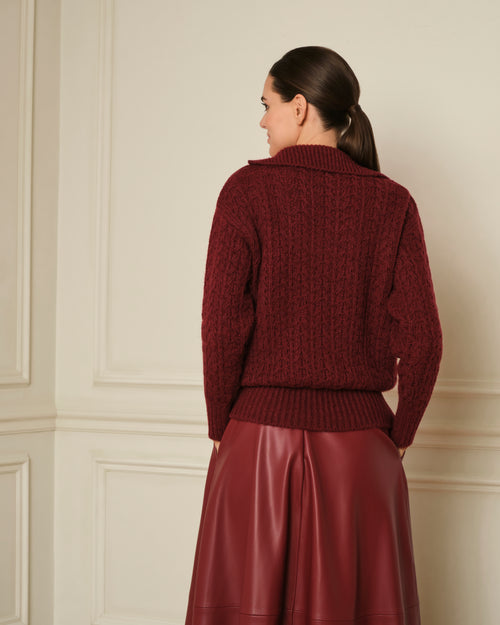 SUÉTER DE PUNTO CON CUELLO POLO GRANATE