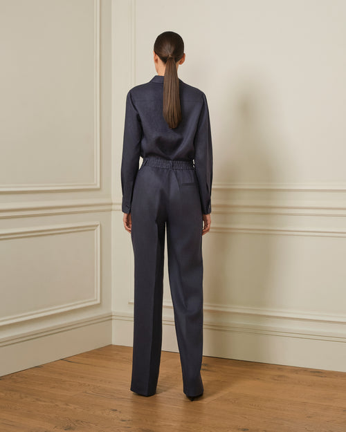 PANTALÓN DE LINO AZUL