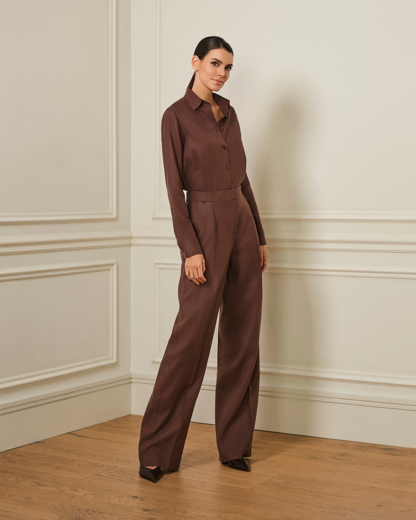 PANTALÓN DE LINO MARRÓN