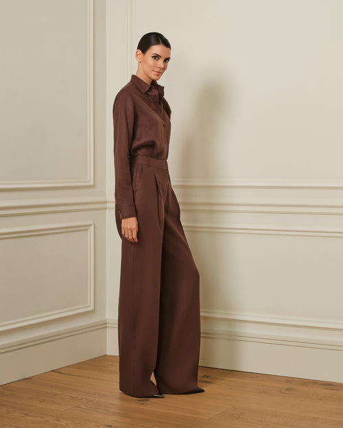 PANTALÓN DE LINO MARRÓN