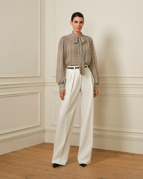 CAMISA LAZADA CON ESTAMPADO BEIGE