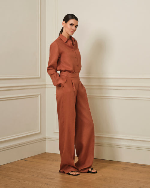 PANTALÓN DE LINO TEJA