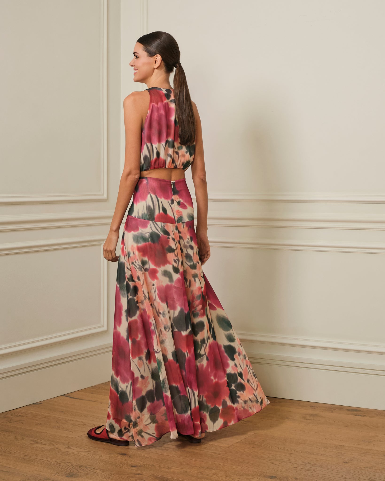 VESTIDO GASA CON ESTAMPADO FLORAL