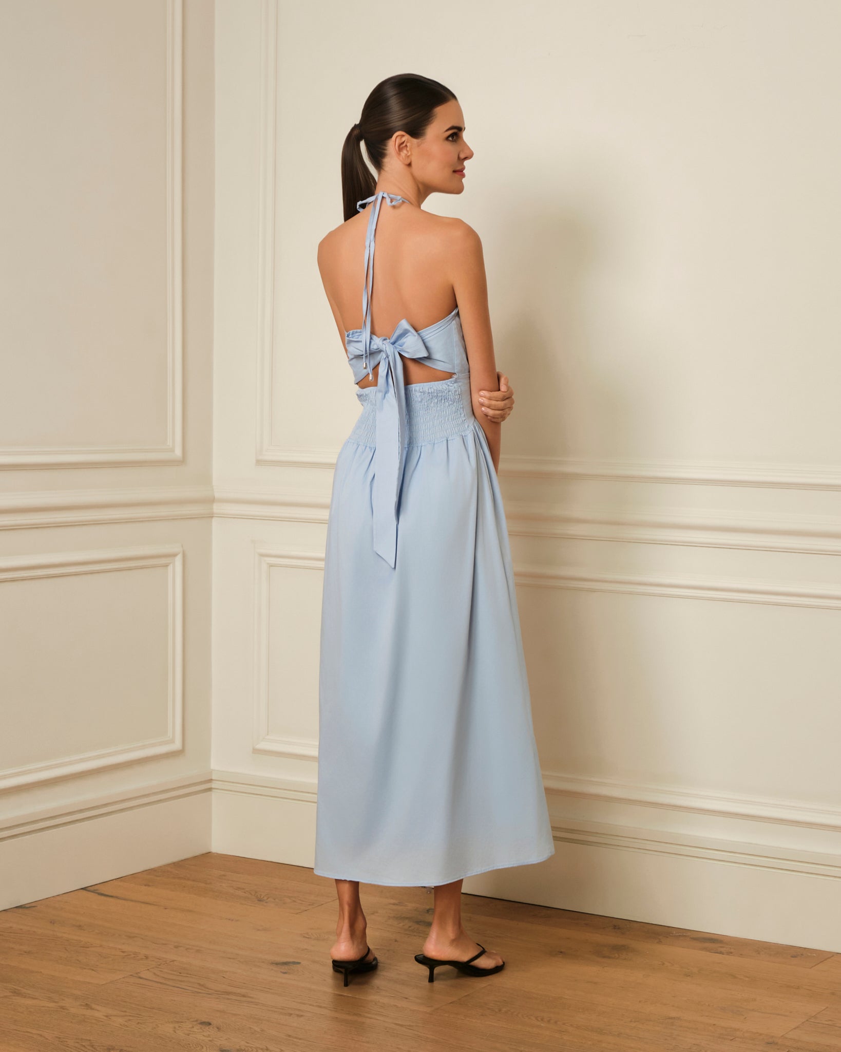 VESTIDO MIDI HALTER AZUL