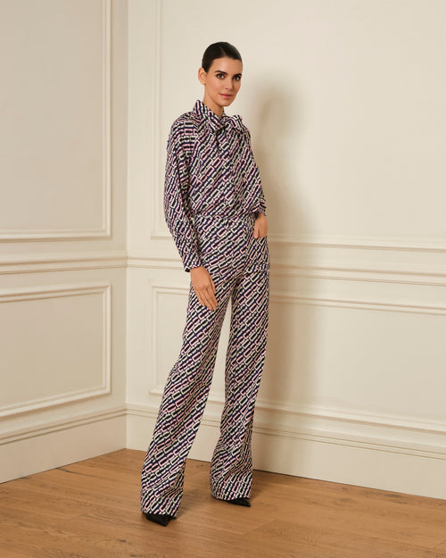 BLUSA MANGA ABULLONADA CON ESTAMPADO