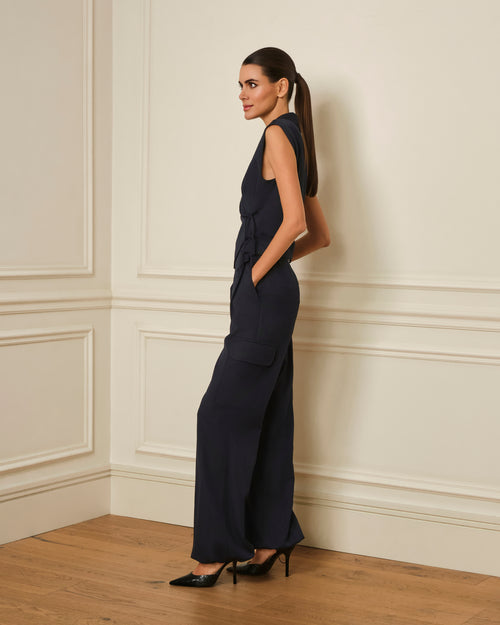 CHALECO CRUZADO AZUL MARINO