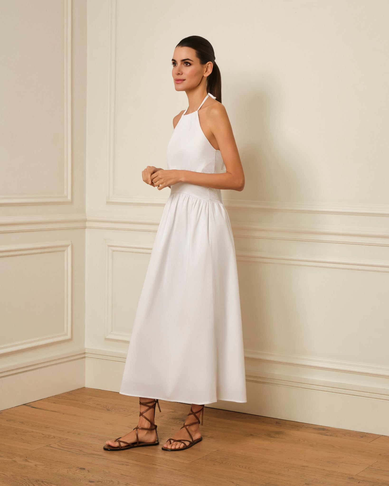 VESTIDO MIDI HALTER BLANCO