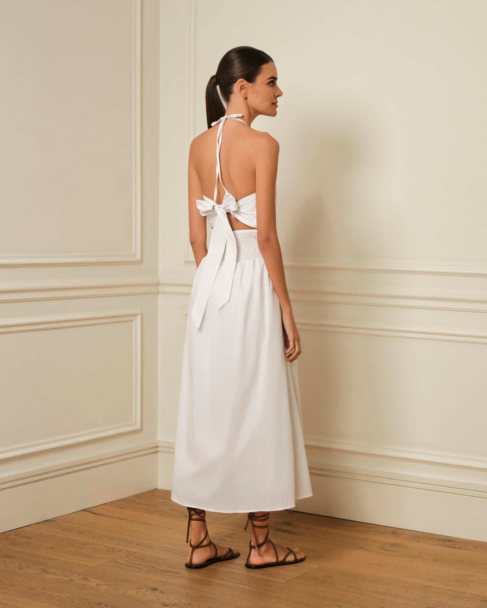 VESTIDO MIDI HALTER BLANCO