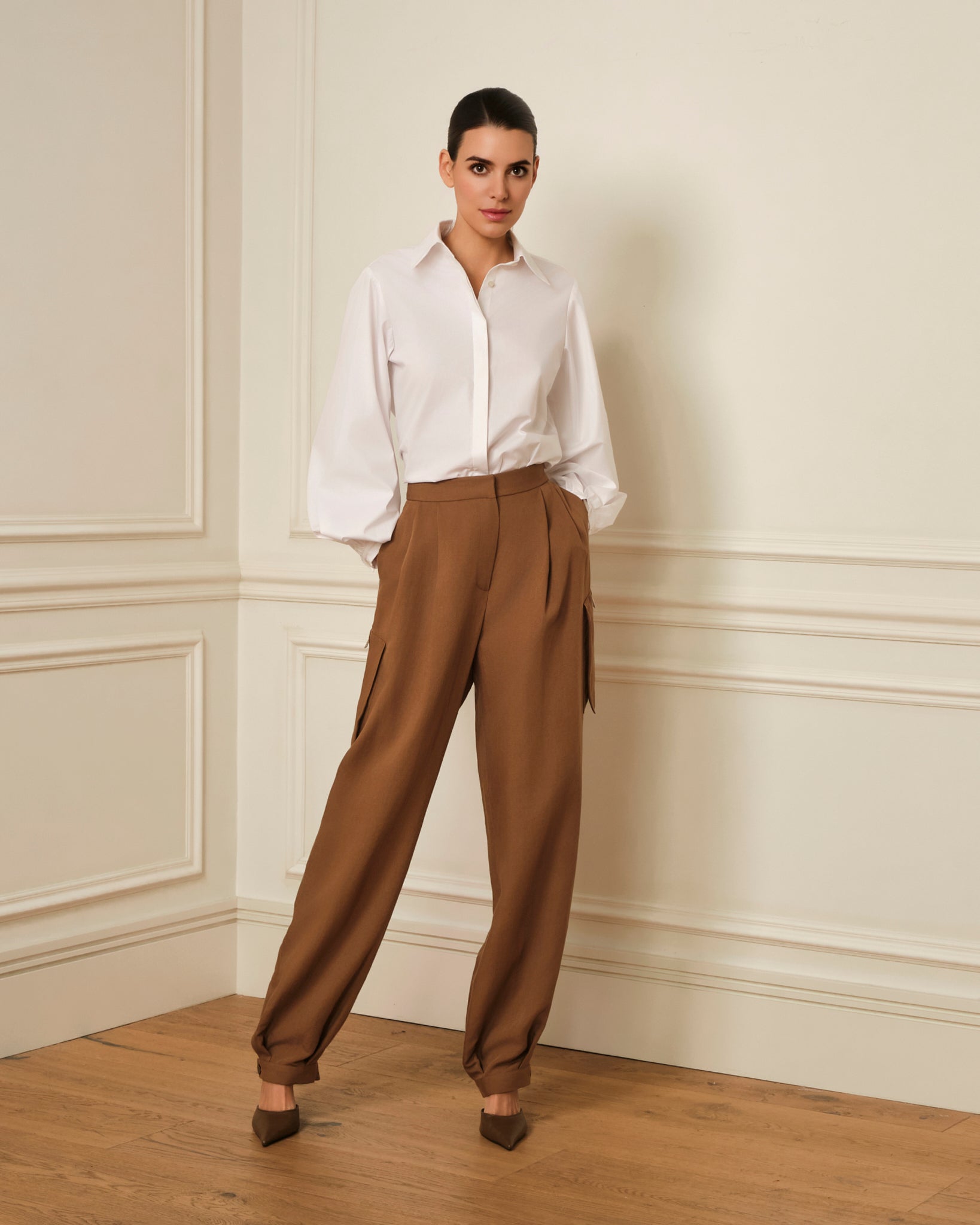 CAMISA DE MANGA ABULLONADA BLANCA