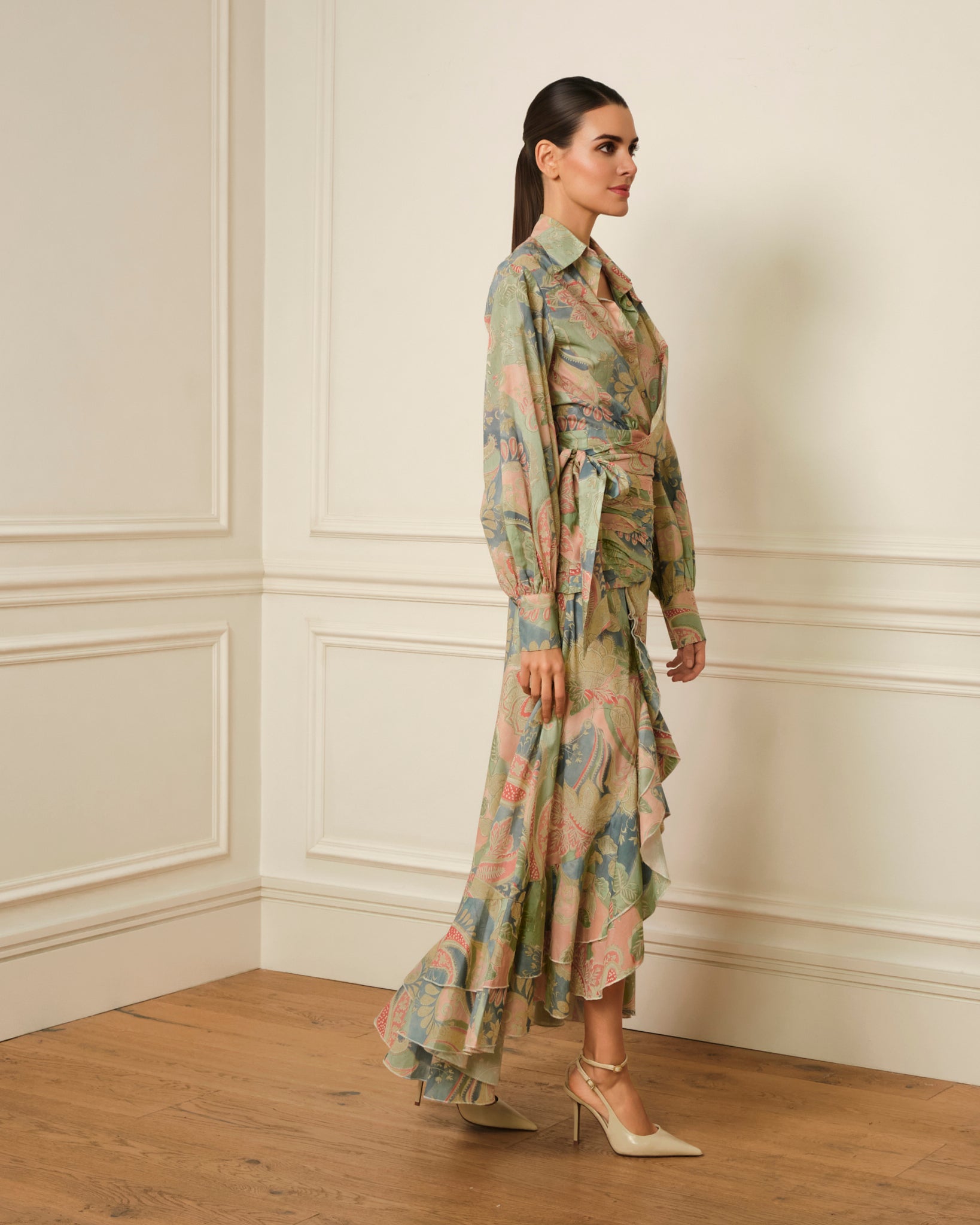 FALDA CRUZADA ASIMÉTRICA PAISLEY PASTEL