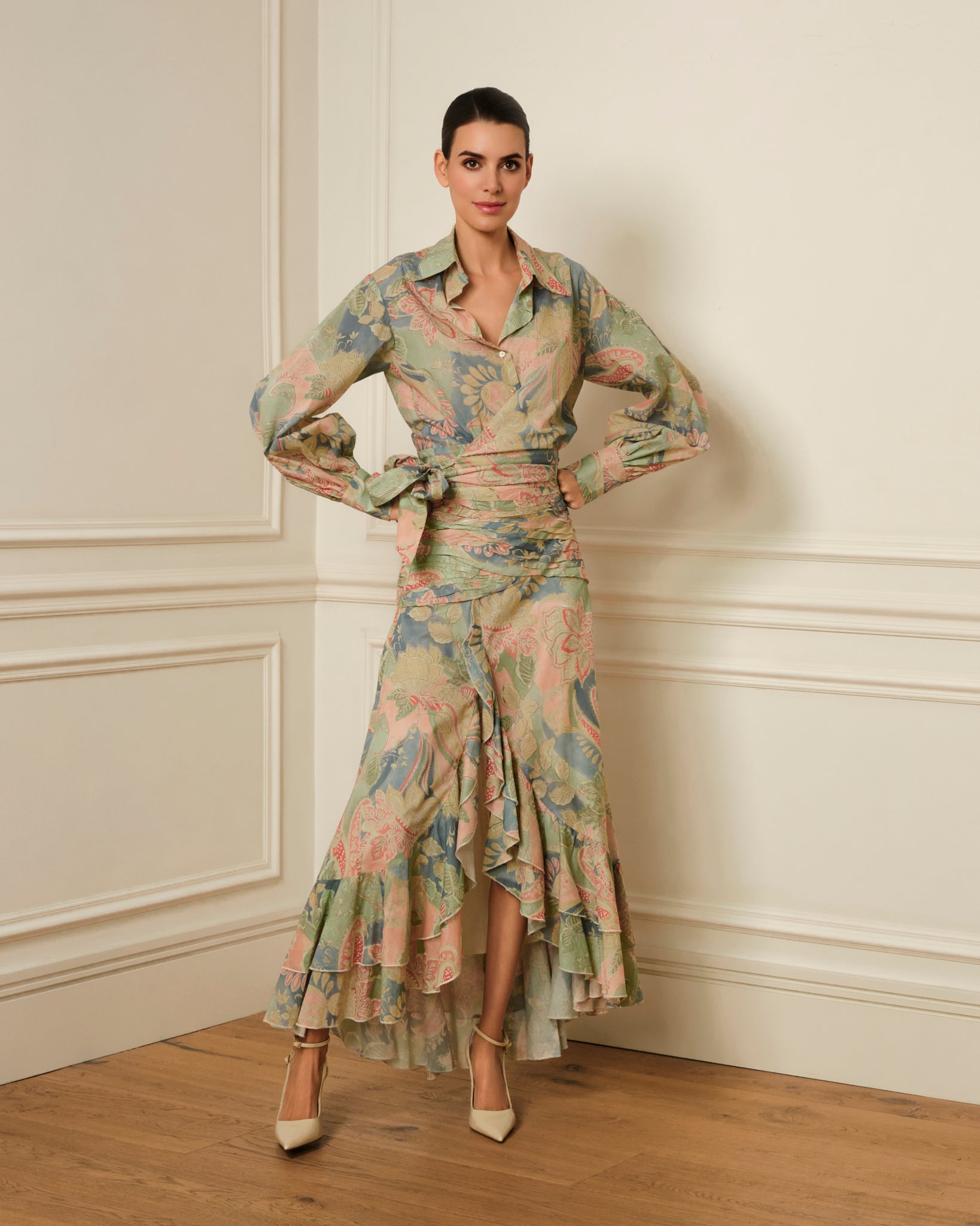 FALDA CRUZADA ASIMÉTRICA PAISLEY PASTEL