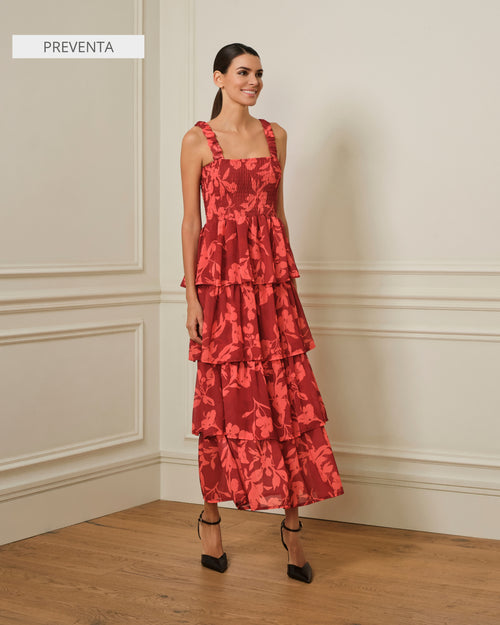 VESTIDO DE VOLANTES ROJO