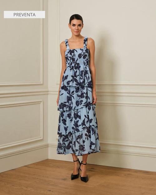 VESTIDO DE VOLANTES AZUL