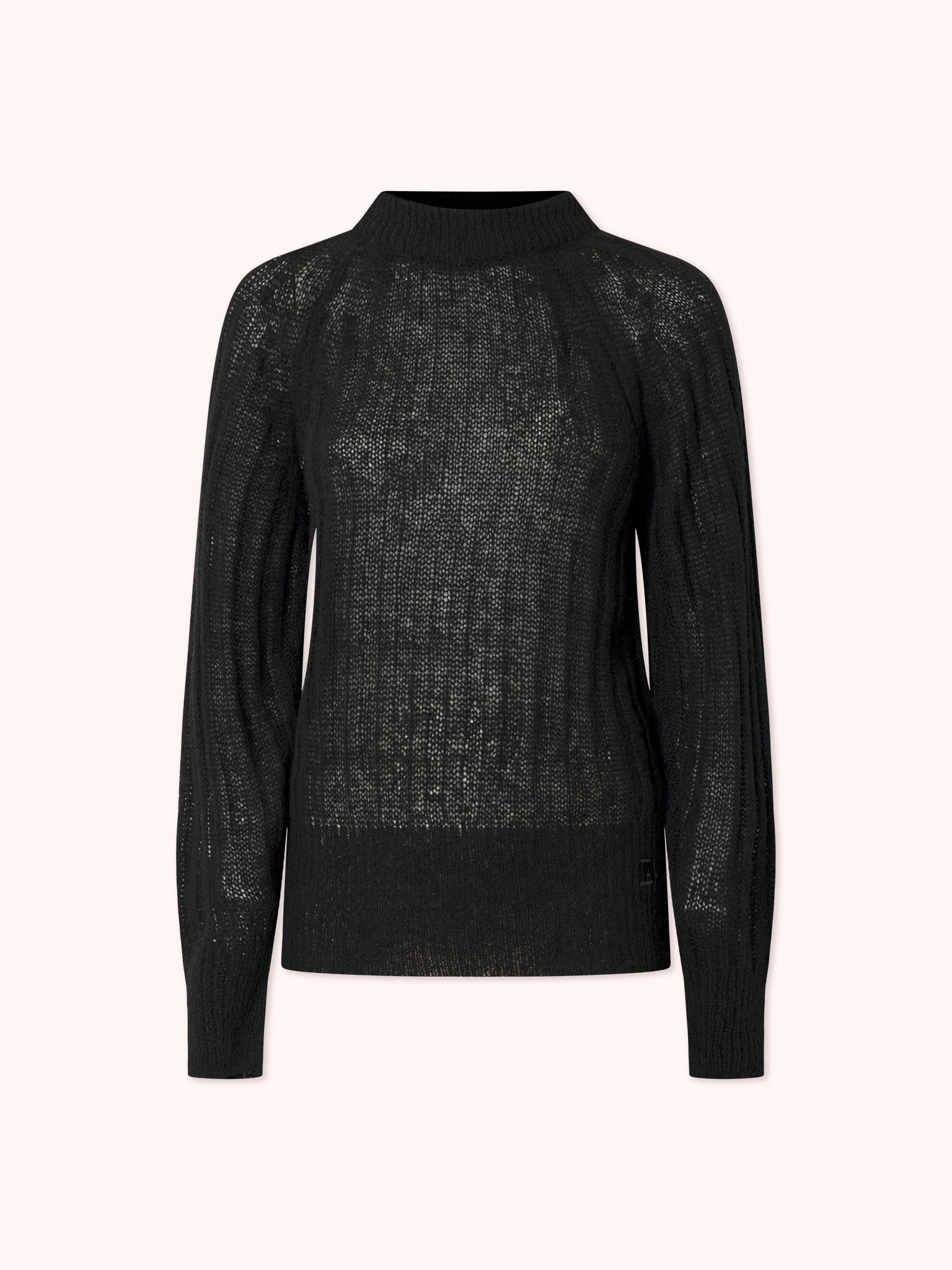 SUÉTER DE PUNTO CANALÉ CON CUELLO REDONDO NEGRO