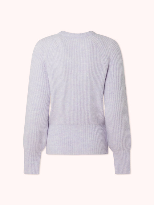 SUÉTER DE PUNTO CANALÉ CON MANGA ABULLONADA LAVANDA