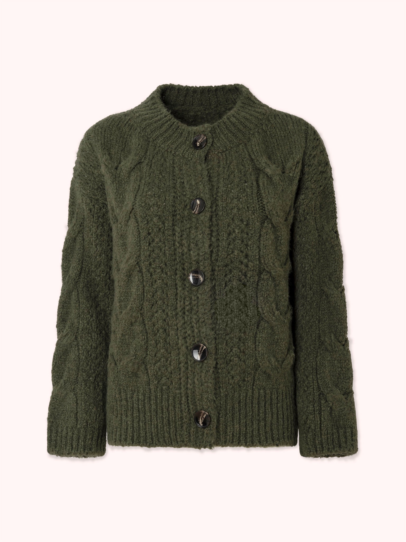 CÁRDIGAN DE PUNTO TRENZADO VERDE