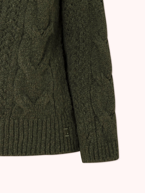CÁRDIGAN DE PUNTO TRENZADO VERDE
