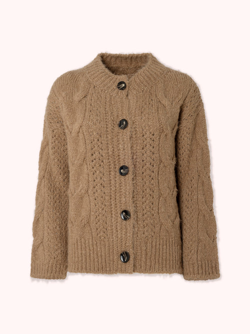 CÁRDIGAN DE PUNTO TRENZADO CAMEL