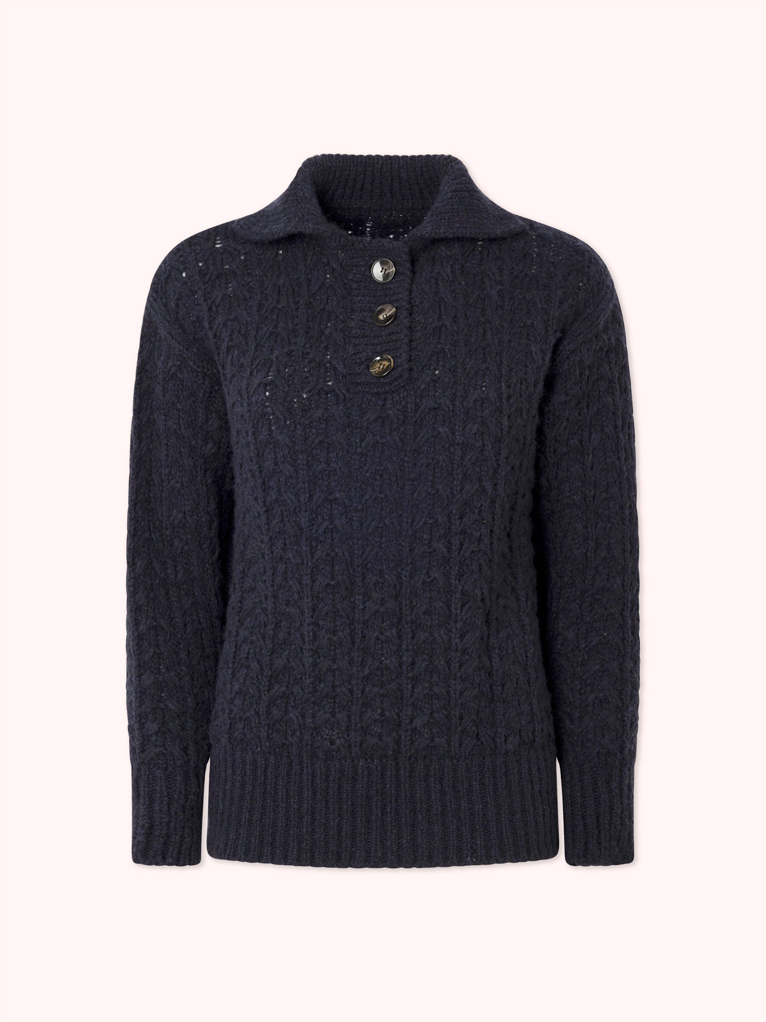 SUÉTER DE PUNTO CON CUELLO POLO AZUL MARINO