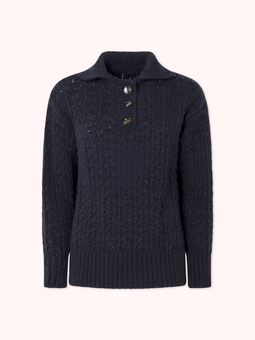 SUÉTER DE PUNTO CON CUELLO POLO AZUL MARINO