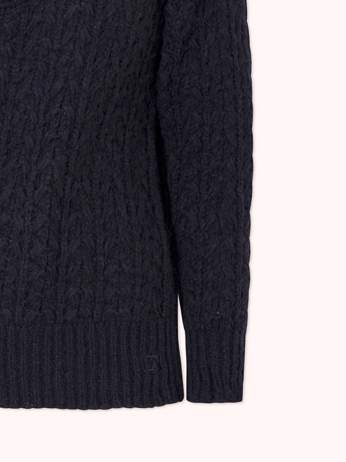 SUÉTER DE PUNTO CON CUELLO POLO AZUL MARINO