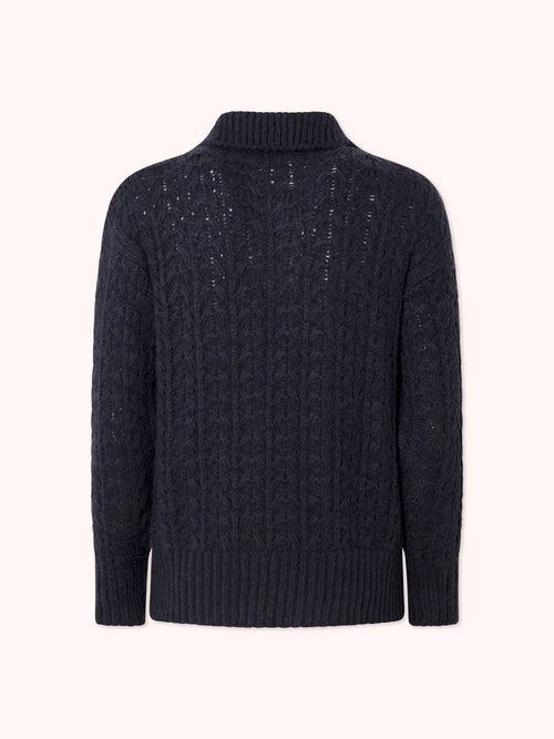 SUÉTER DE PUNTO CON CUELLO POLO AZUL MARINO