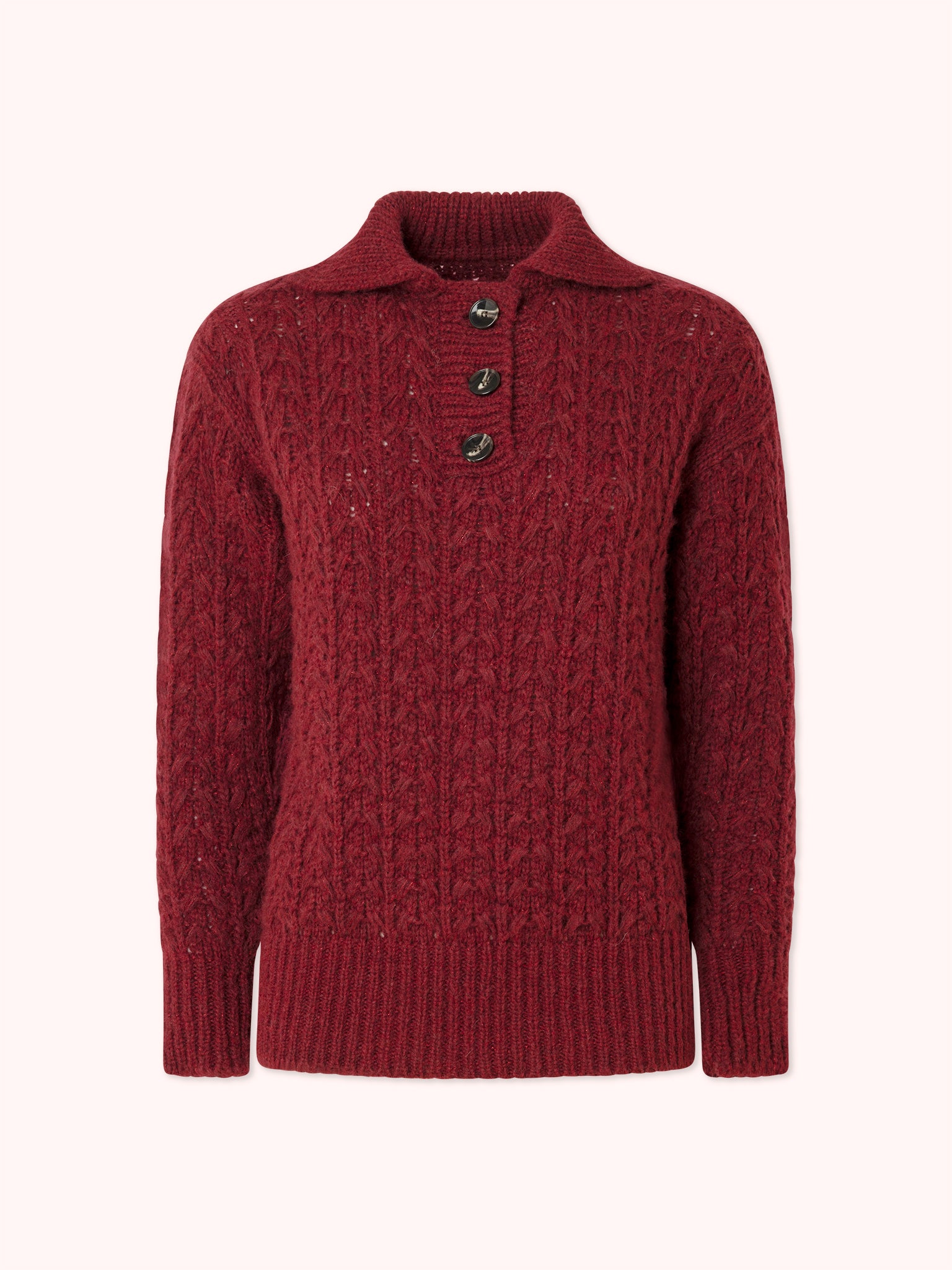 SUÉTER DE PUNTO CON CUELLO POLO GRANATE